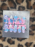 large blue almond press on nails