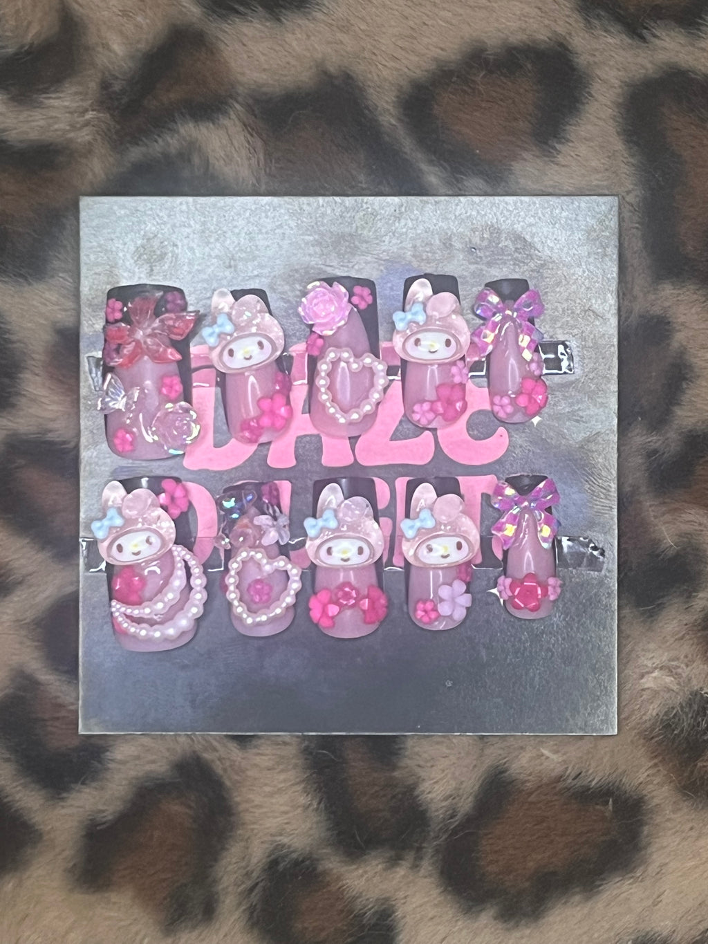 large pink my melody press on nails
