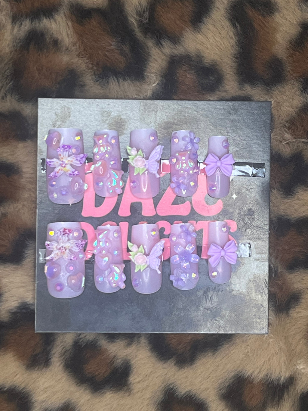 large purple square press on nails