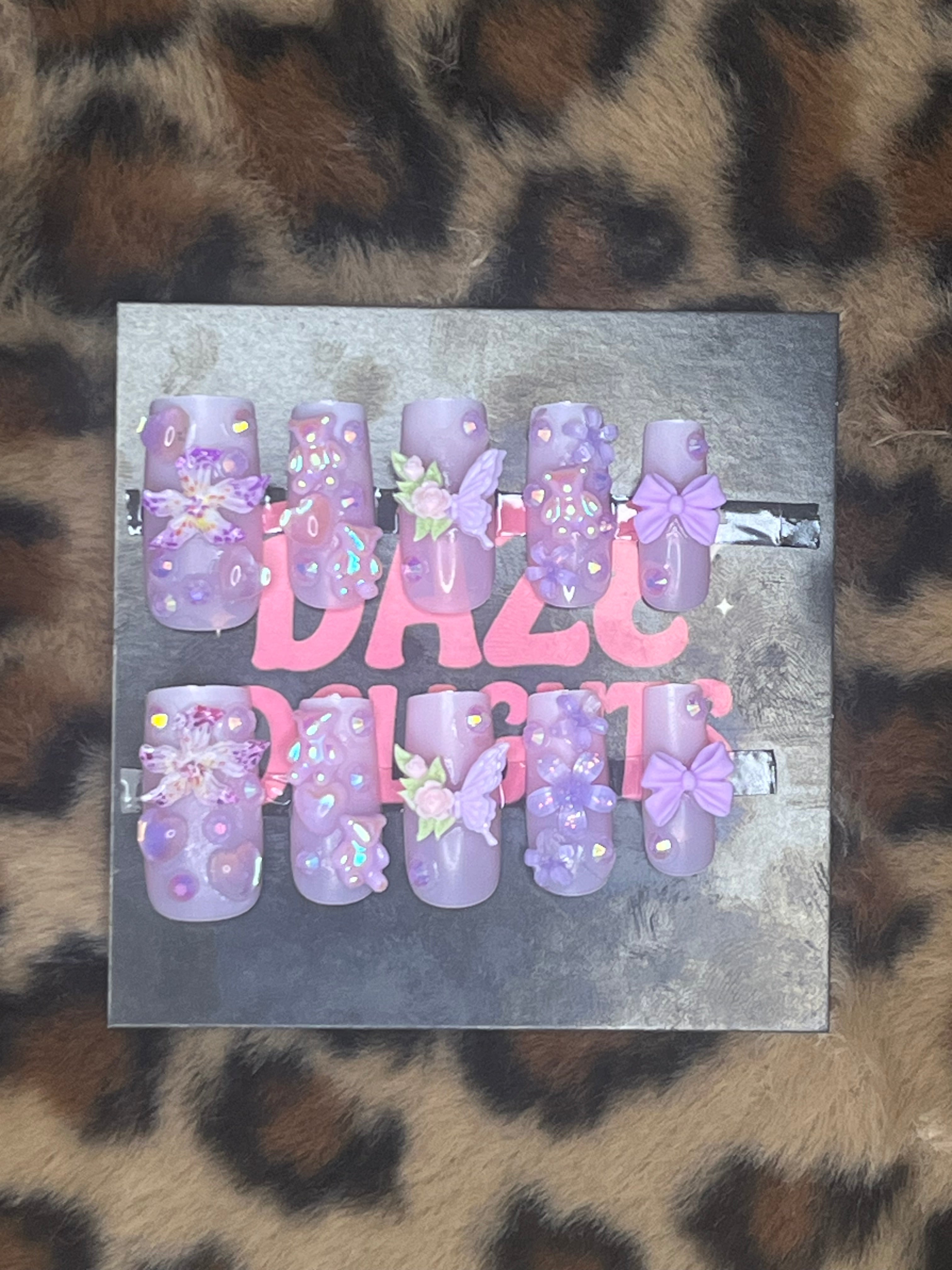 large purple square press on nails