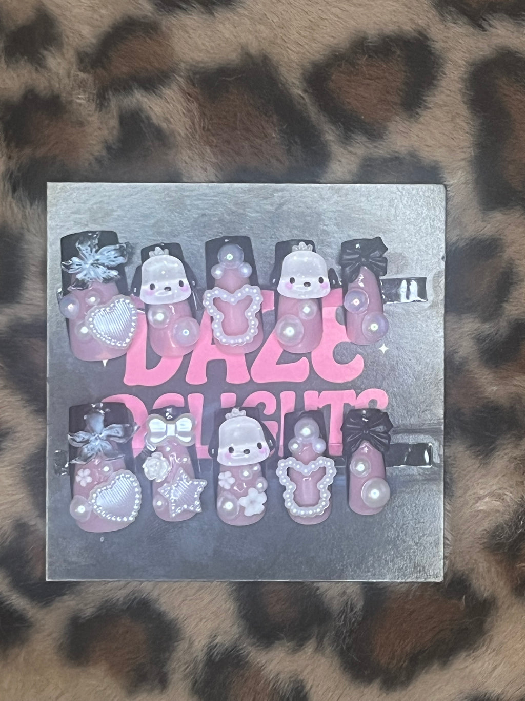 large white pochacco press on nails