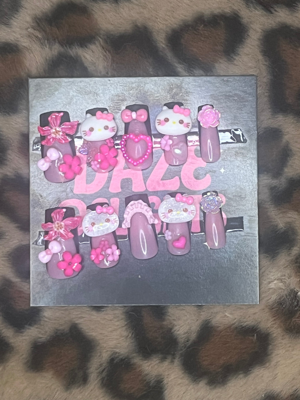 medium pink hello kitty press on nails