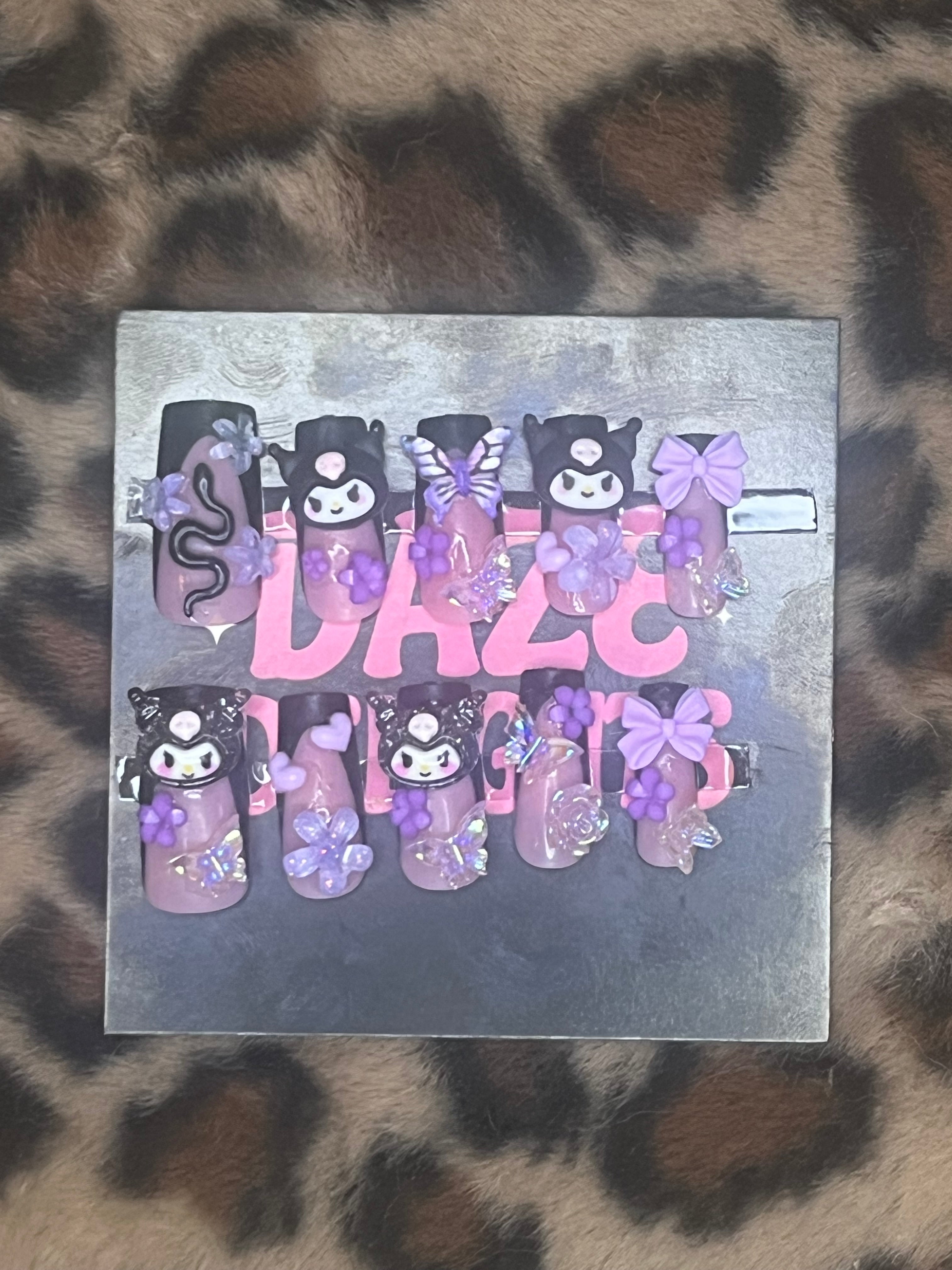 medium purple kuromi press on nails