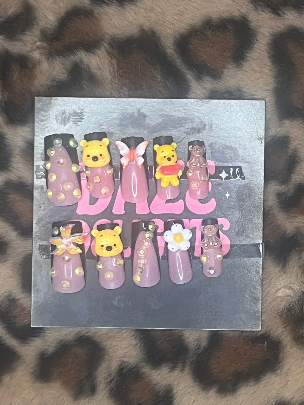 medium yellow pooh bear press on nails