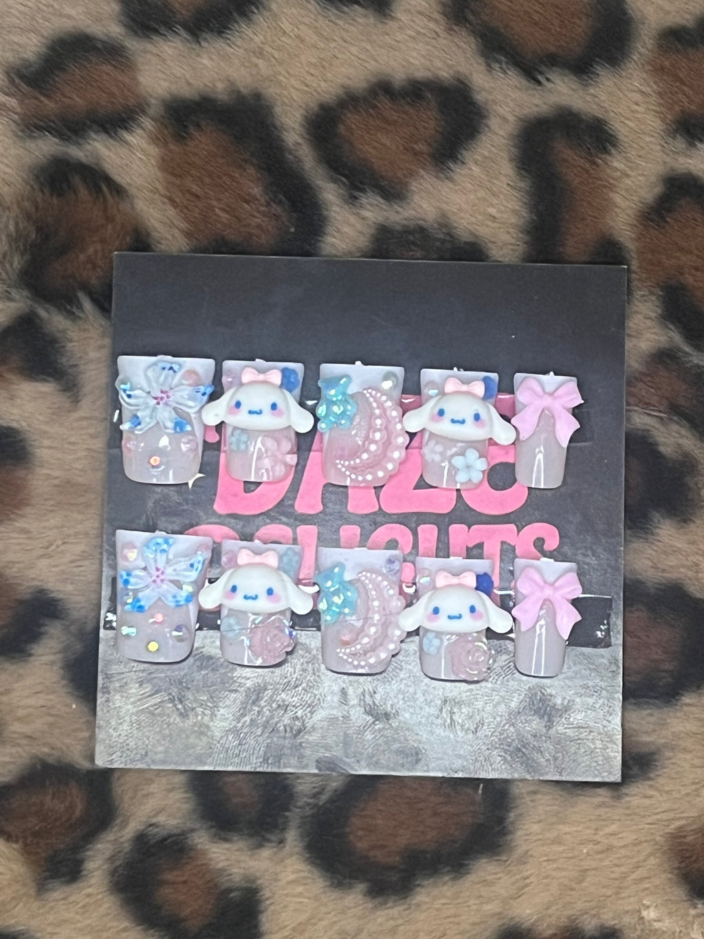 small pink and blue cinnomonroll press on nails