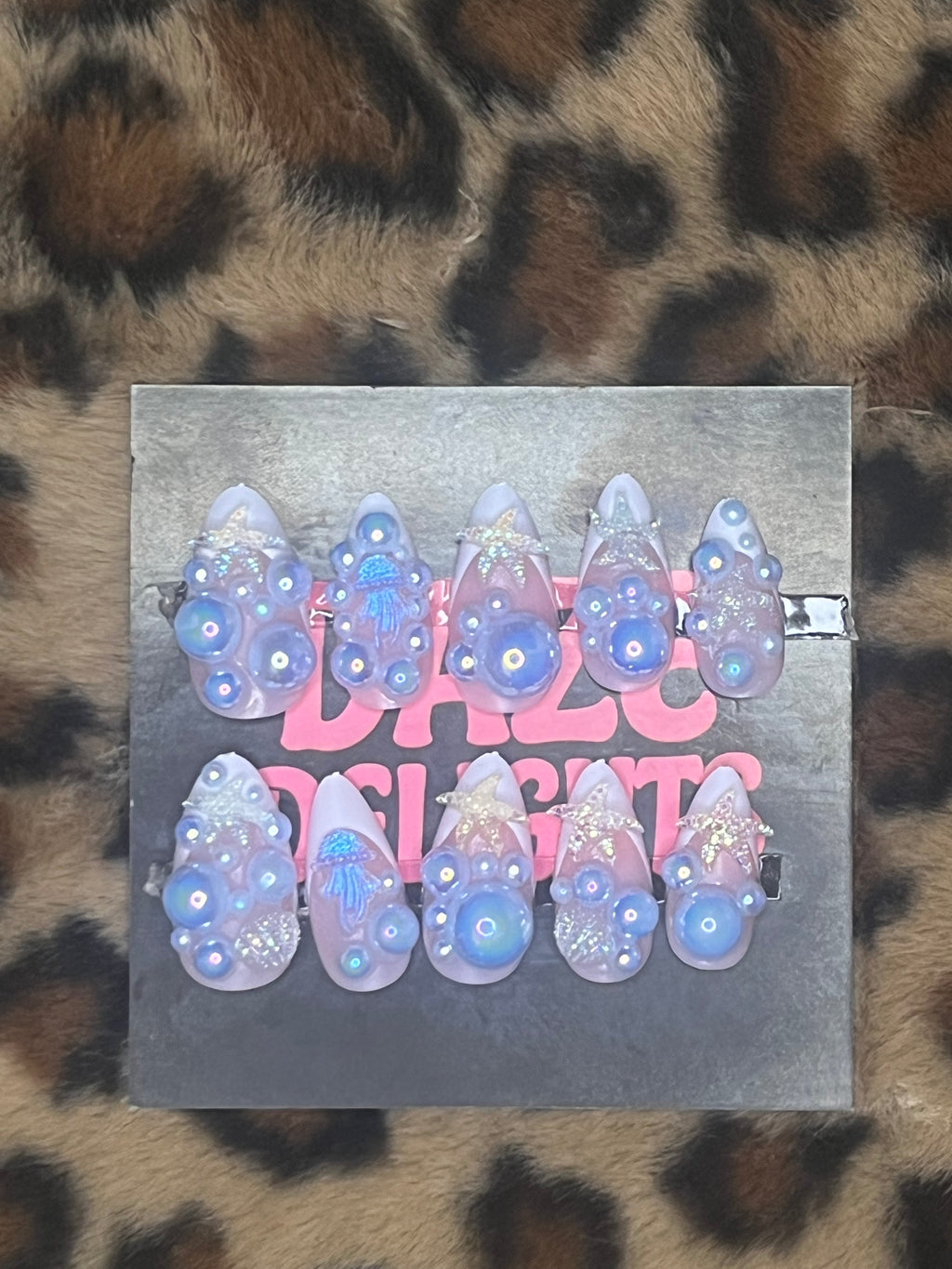 x-large blue almond press on nails