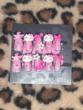 x-large pink and silver hello kitty press on nails