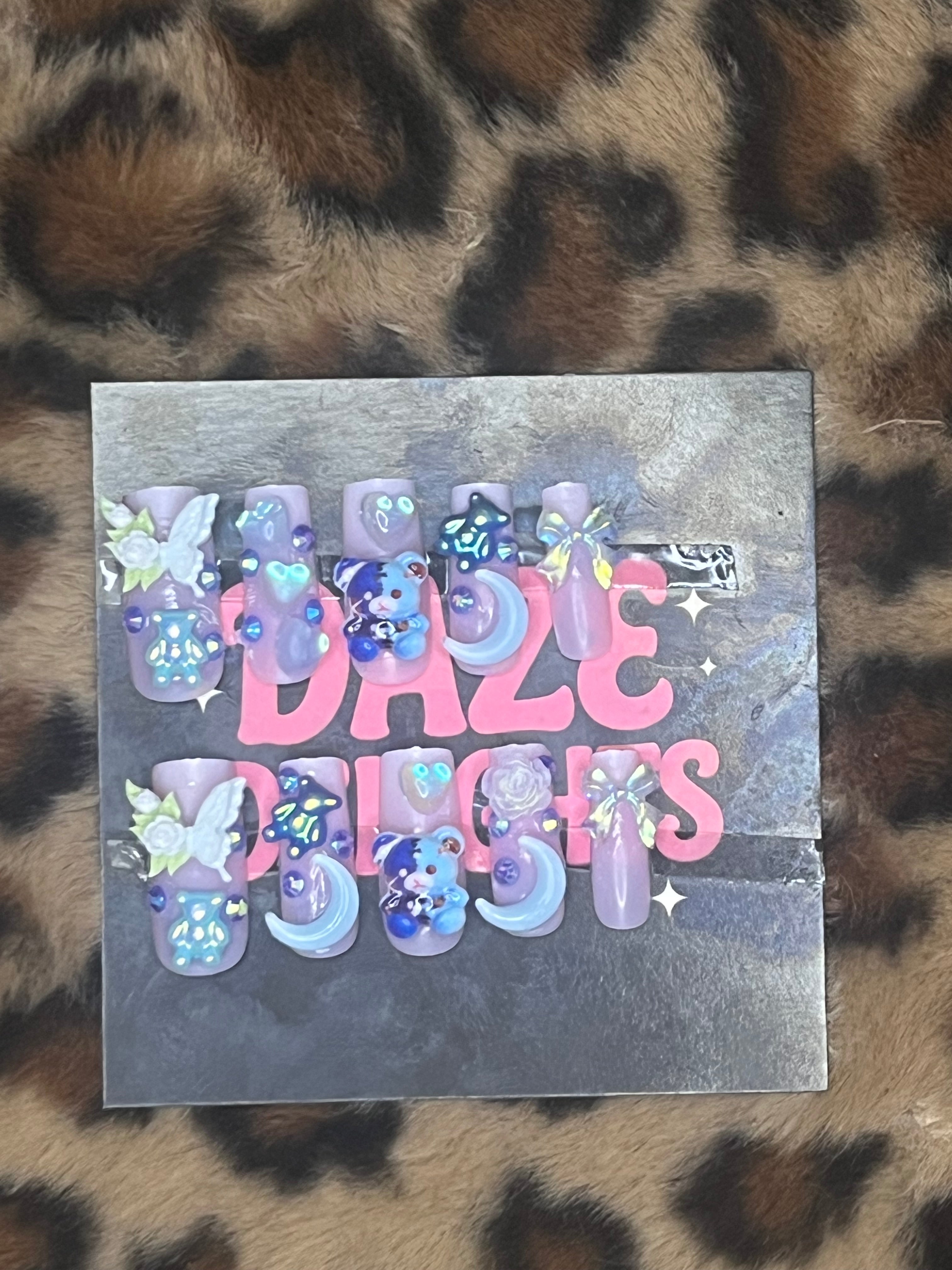 x-small blue square press on nails