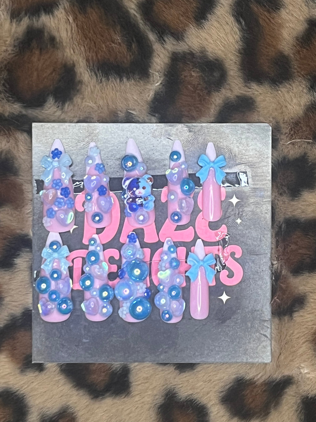 x-small blue stelleto press on nails