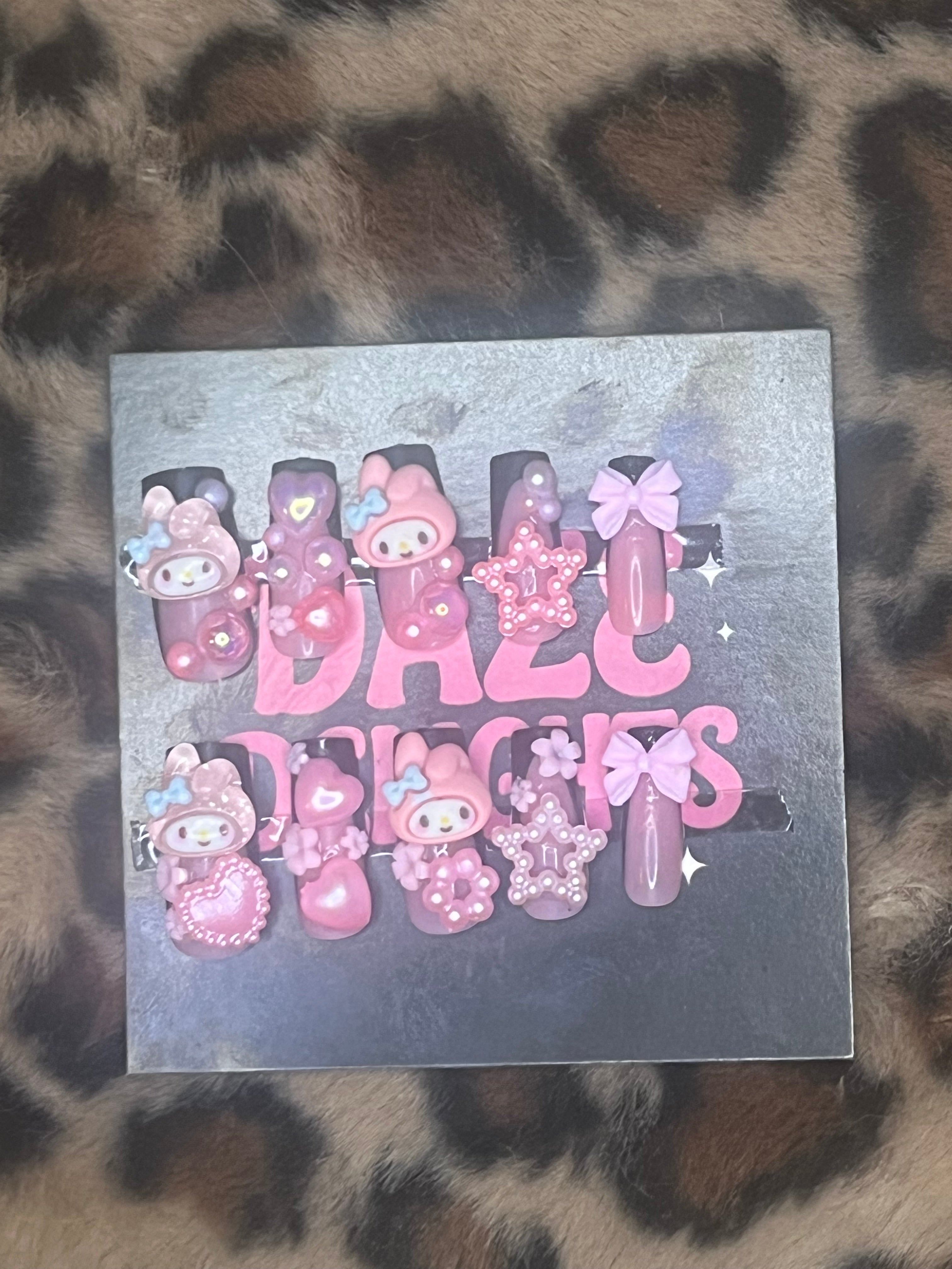 x-small pink my melody press on nails
